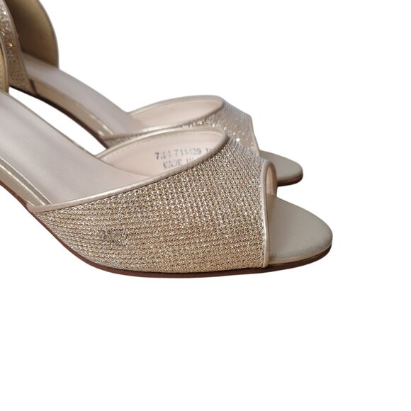 Davids Bridal Champagne Glitter Peep Toe Heels Womens Size 8 - Picture 15 of 16